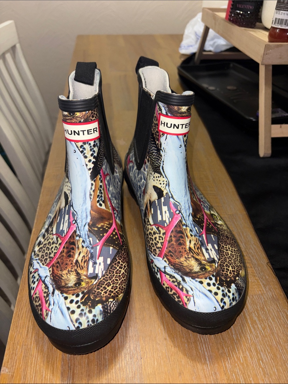 Hunter Women’s Printed Chelsea Rain Boots in Multicolor Animal Print